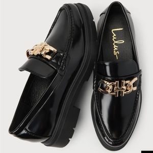 Lulus black chain loafers